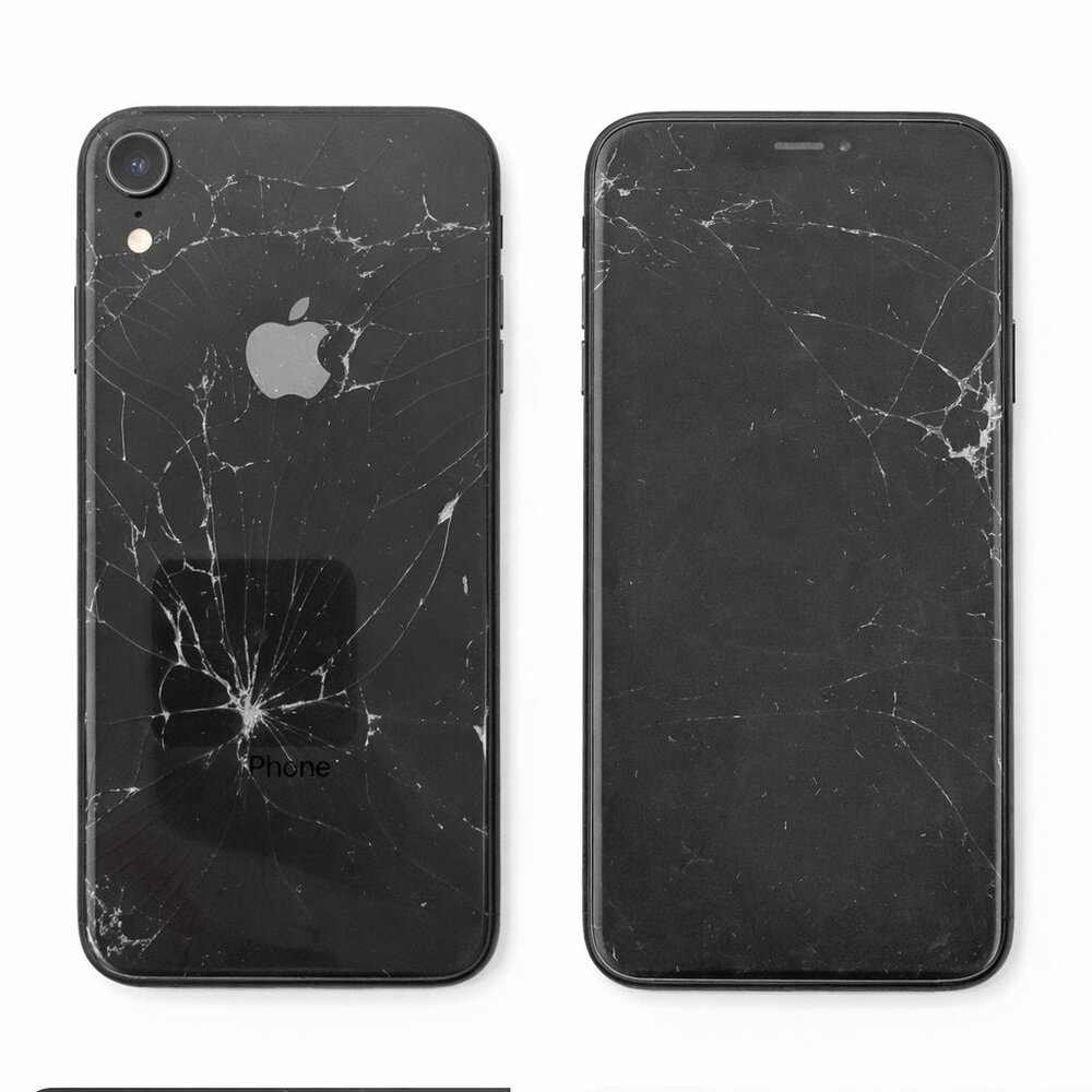iPhone XR 64GB Black Cracked Screen/Back LCD Issue Untested For Parts/Repair